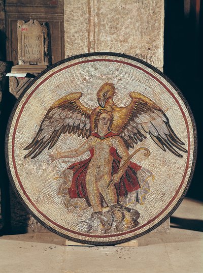 El rapto de Ganímedes, siglo II-III (mosaico) de Roman